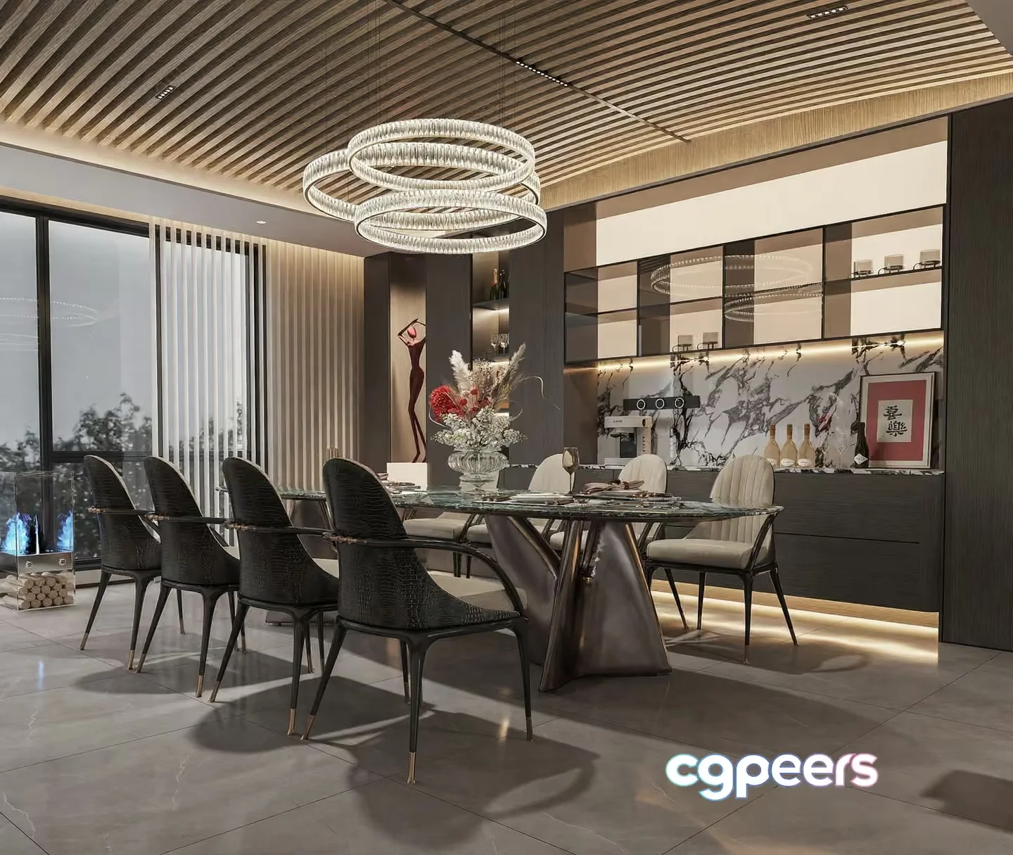 Modern Dining Room 3D Model – 2475 – CORONA Render