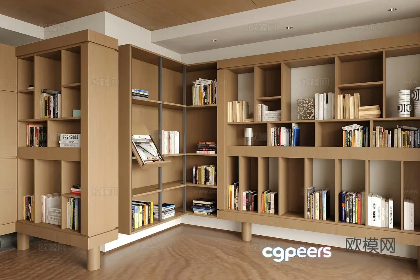Log-wind bookcase Log-wind bookcase Open bookcase Corner bookcase Full wall bookcase Bookshelf 3D model