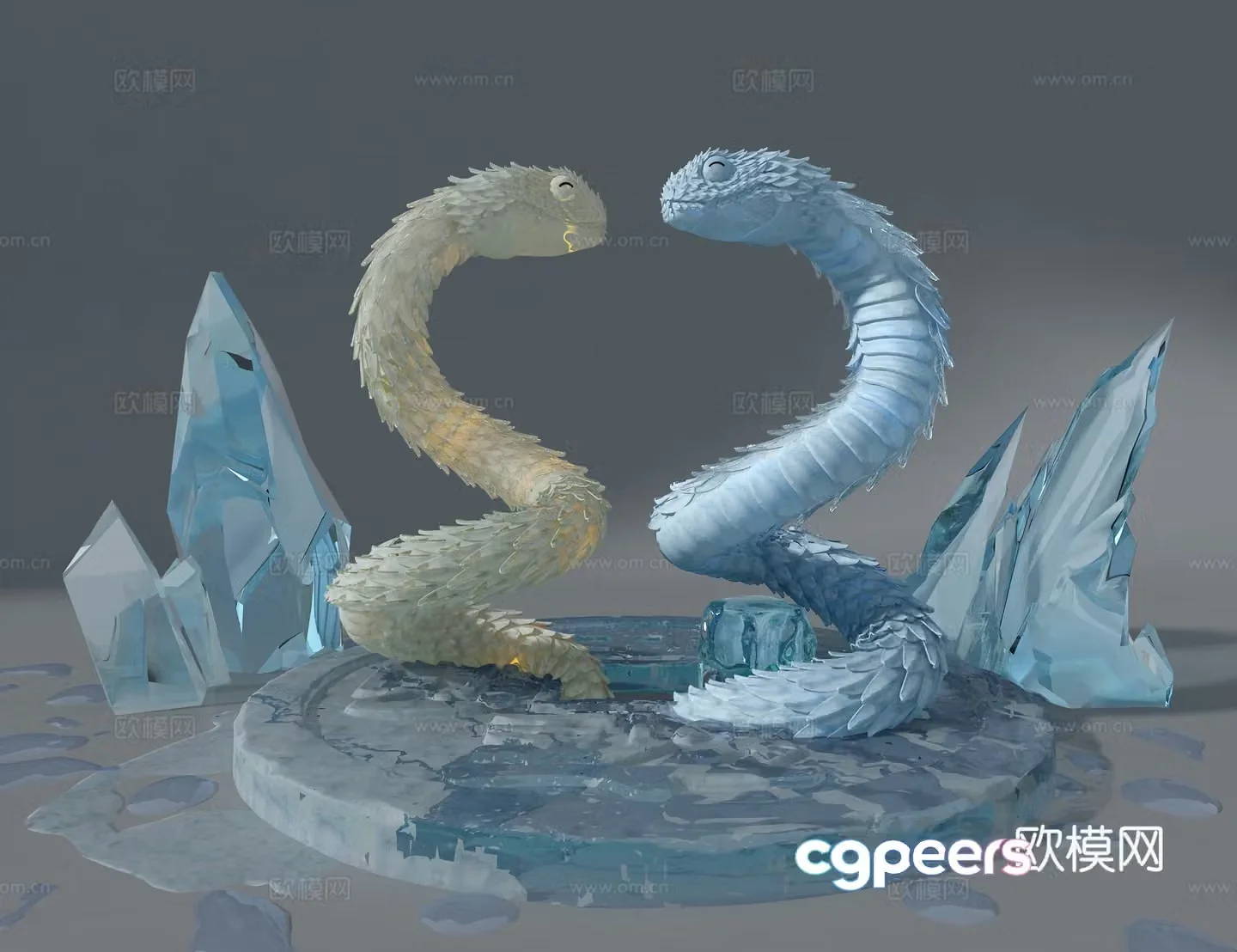 Ice snake sculpture 3d model