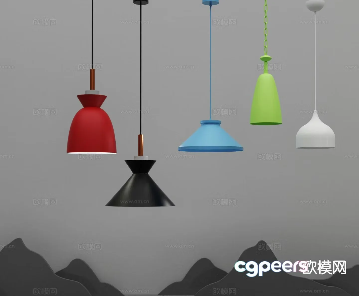 Modern colorful chandelier 3d model