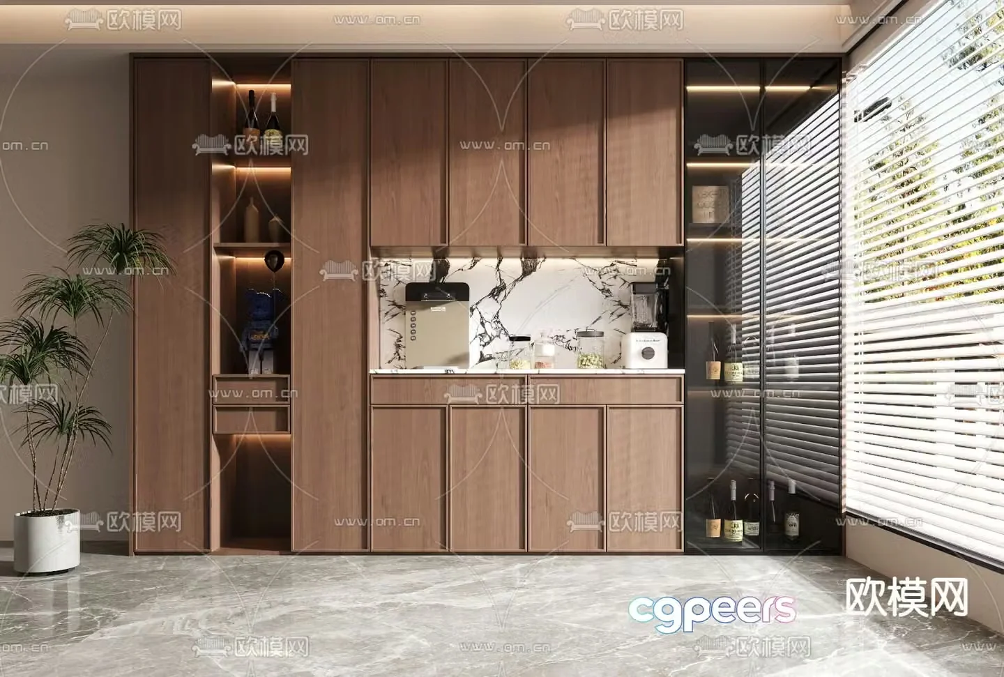 Wabi-sabi wine cabinet sideboard 3d model