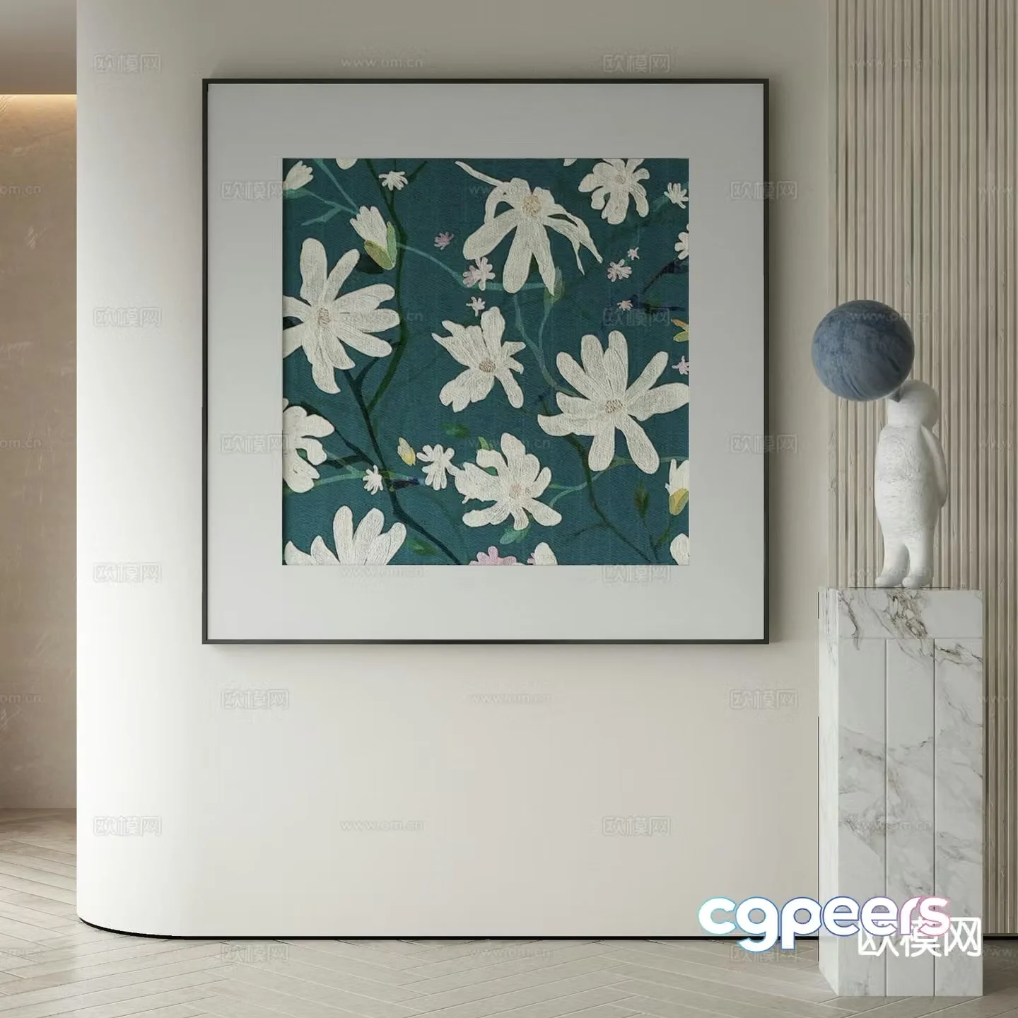 Modern decorative painting flower hanging painting oil painting 3d model