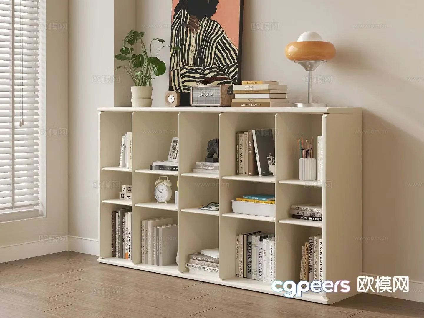 French bookcase bookshelf storage cabinet storage rack 3d model