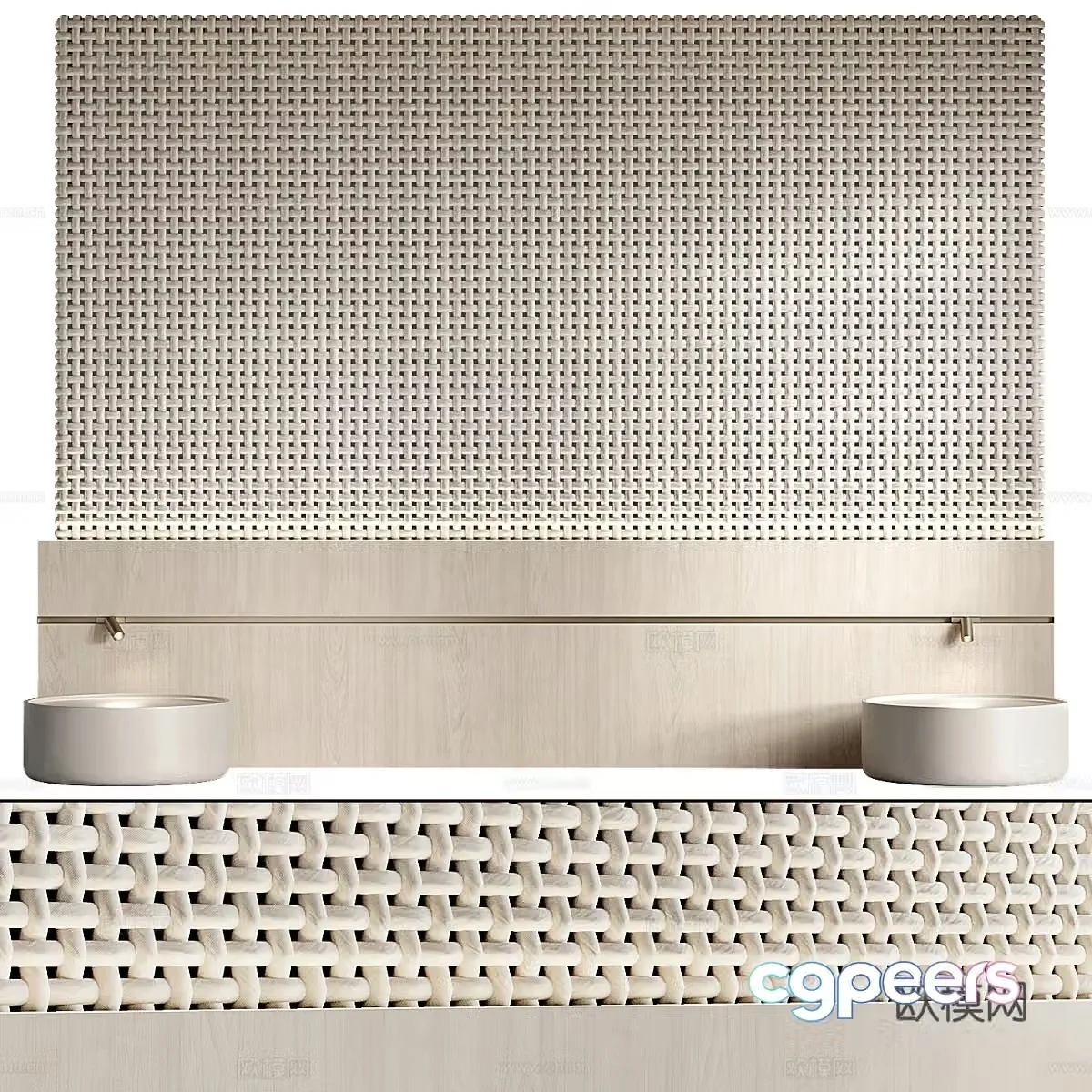 New Chinese style wabisa bedside background wall 3D model