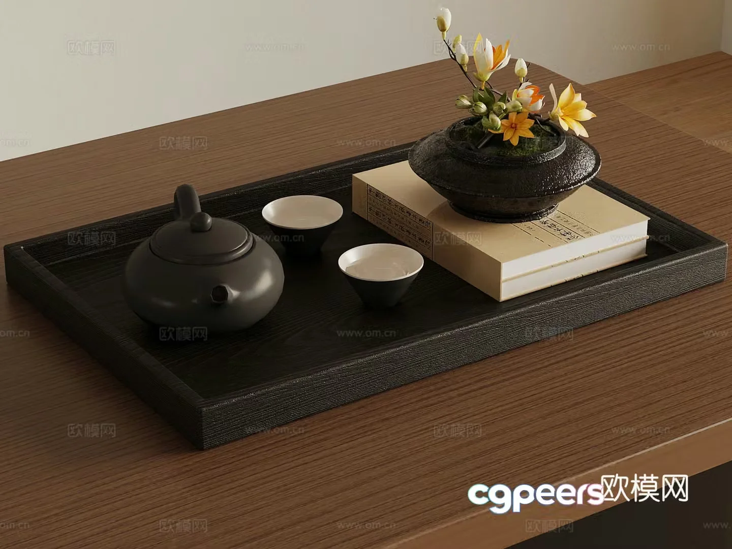 New Chinese style tea set teapot tea cup 3d model