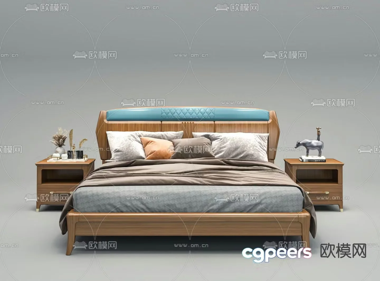 Modern double bed 3d model