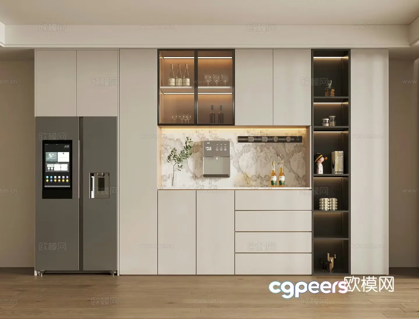 Modern wine cabinet sideboard refrigerator wine cabinet jewelry ornaments 3D model