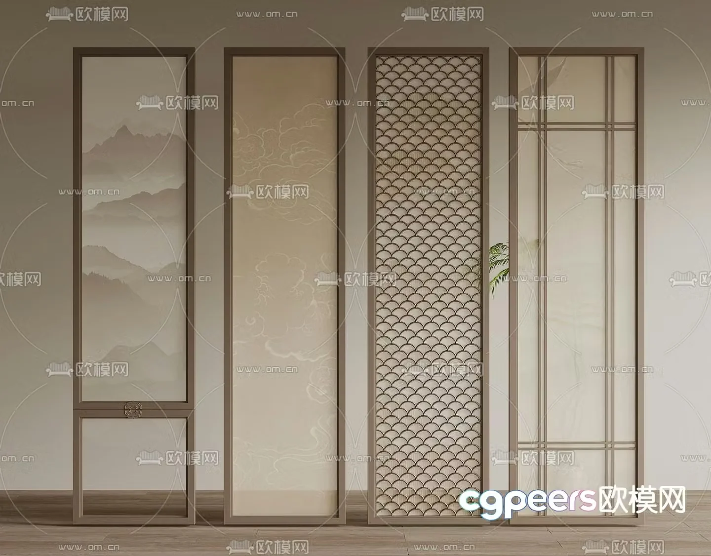 New Chinese style partition Art partition 3D model