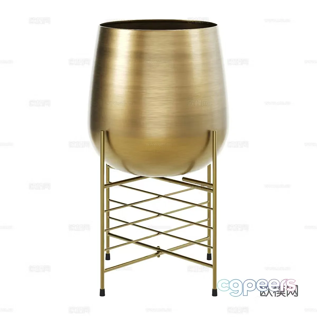Modern light luxury metal flower pot 3d model