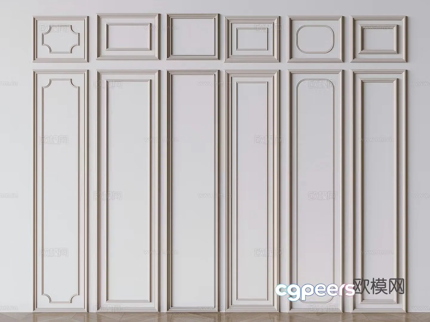 Modern wainscoting line wall decorative panel 3d model