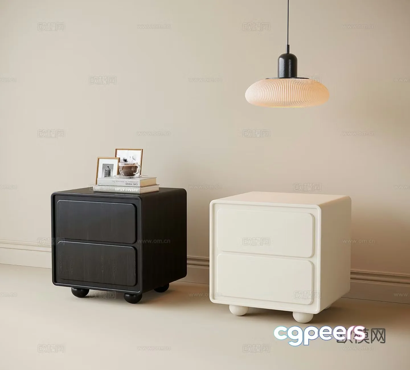 Modern square bedside table bedside chandelier 3d model