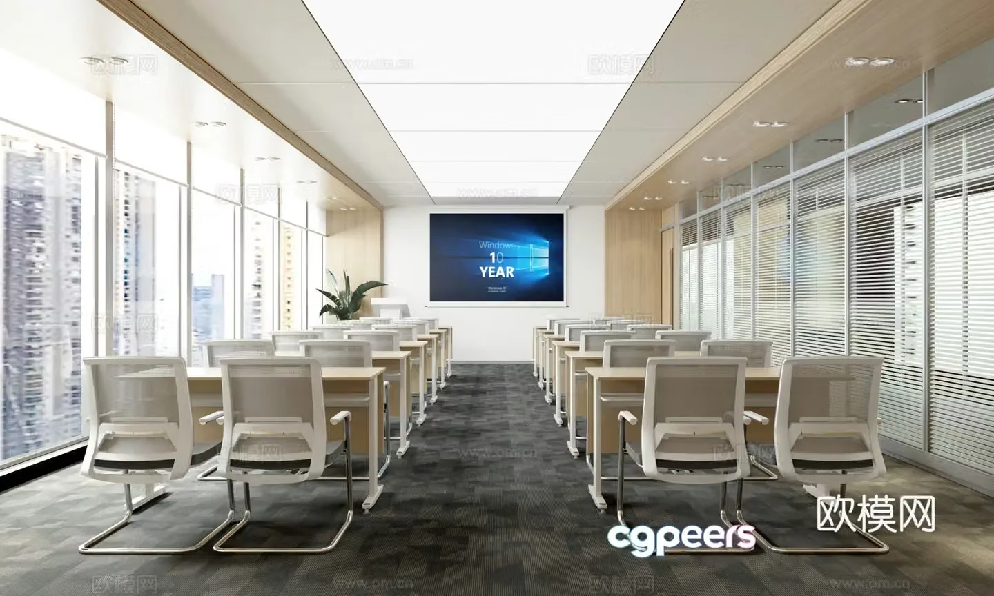 Multifunctional conference room strip table conference room training room classroom 3d model