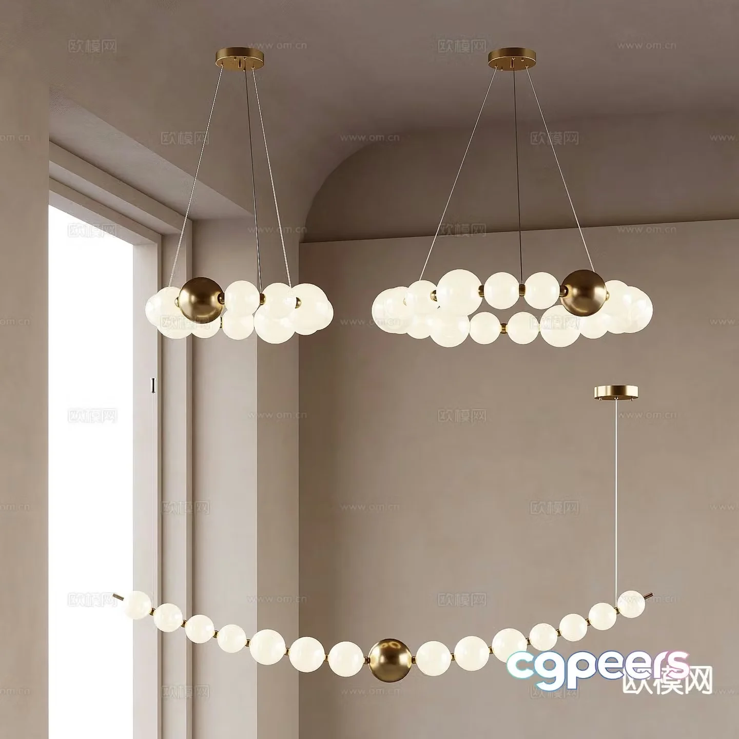 Modern glass ball chandelier 3d model