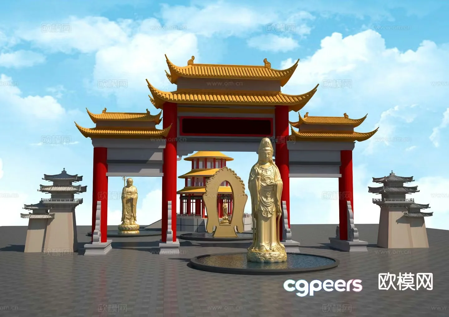 Buddha sculpture landscape sculpture 3d model