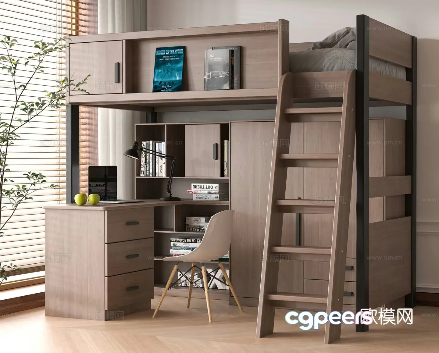 Modern solid wood 3D model