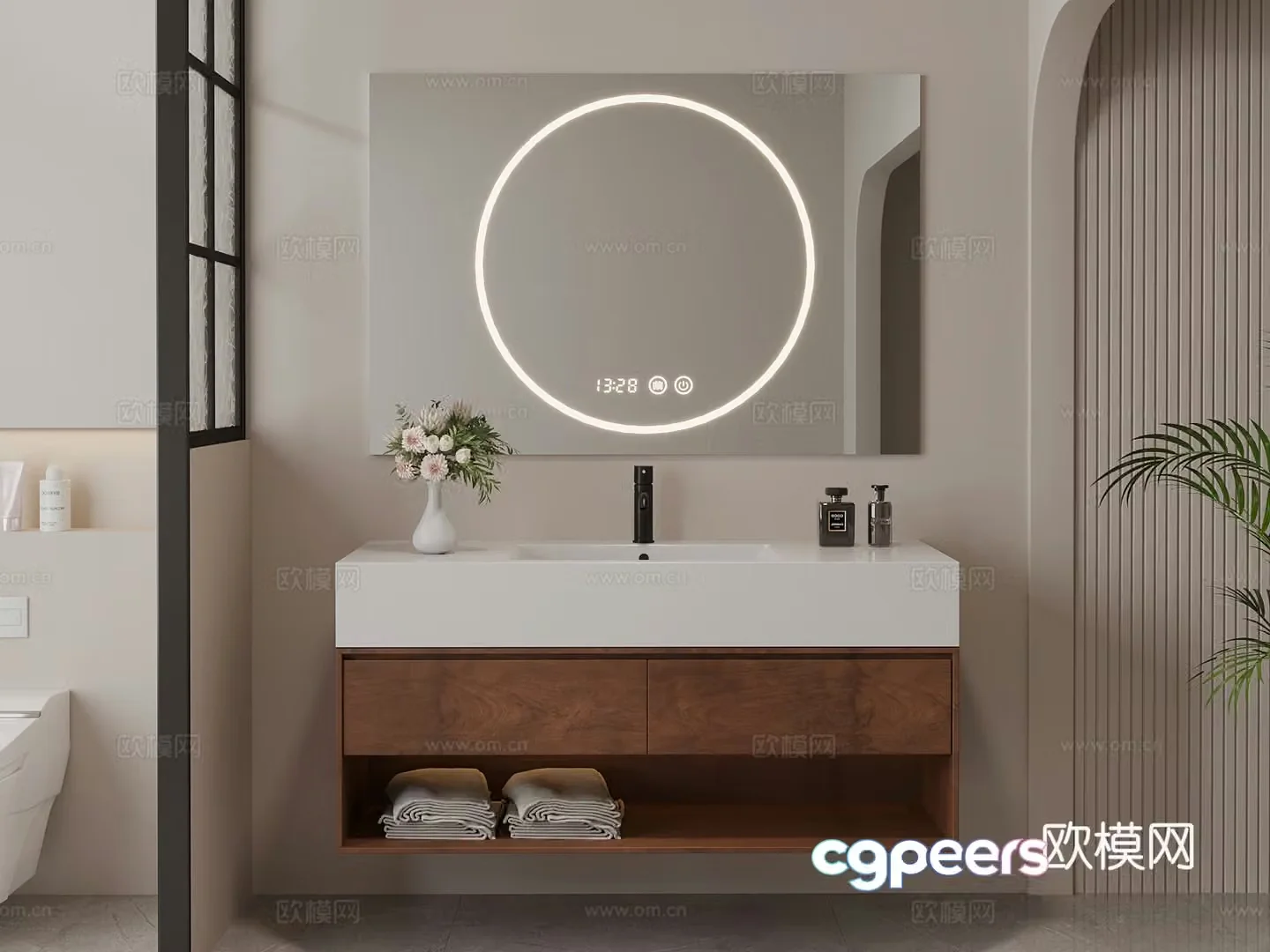 Middle-aged bathroom cabinet toilet 3d model