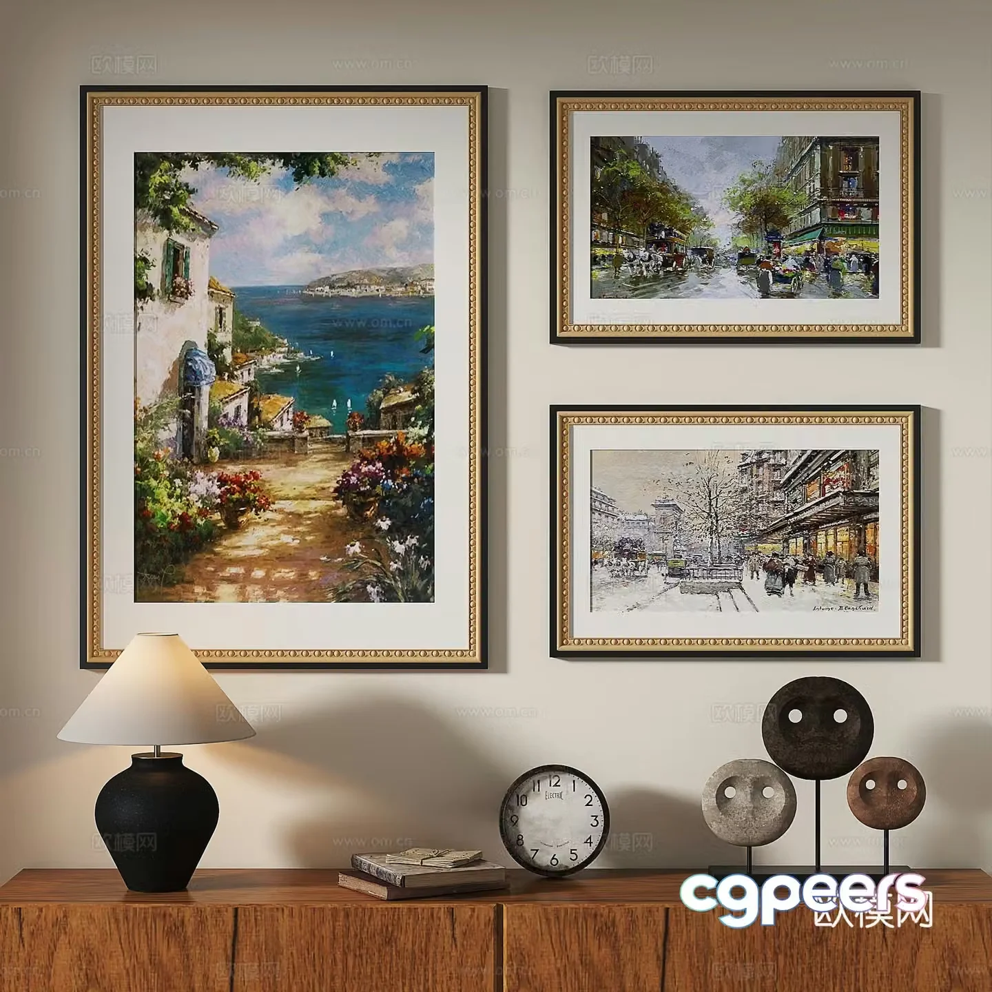 European classical French retro oil painting decorative painting 3d model