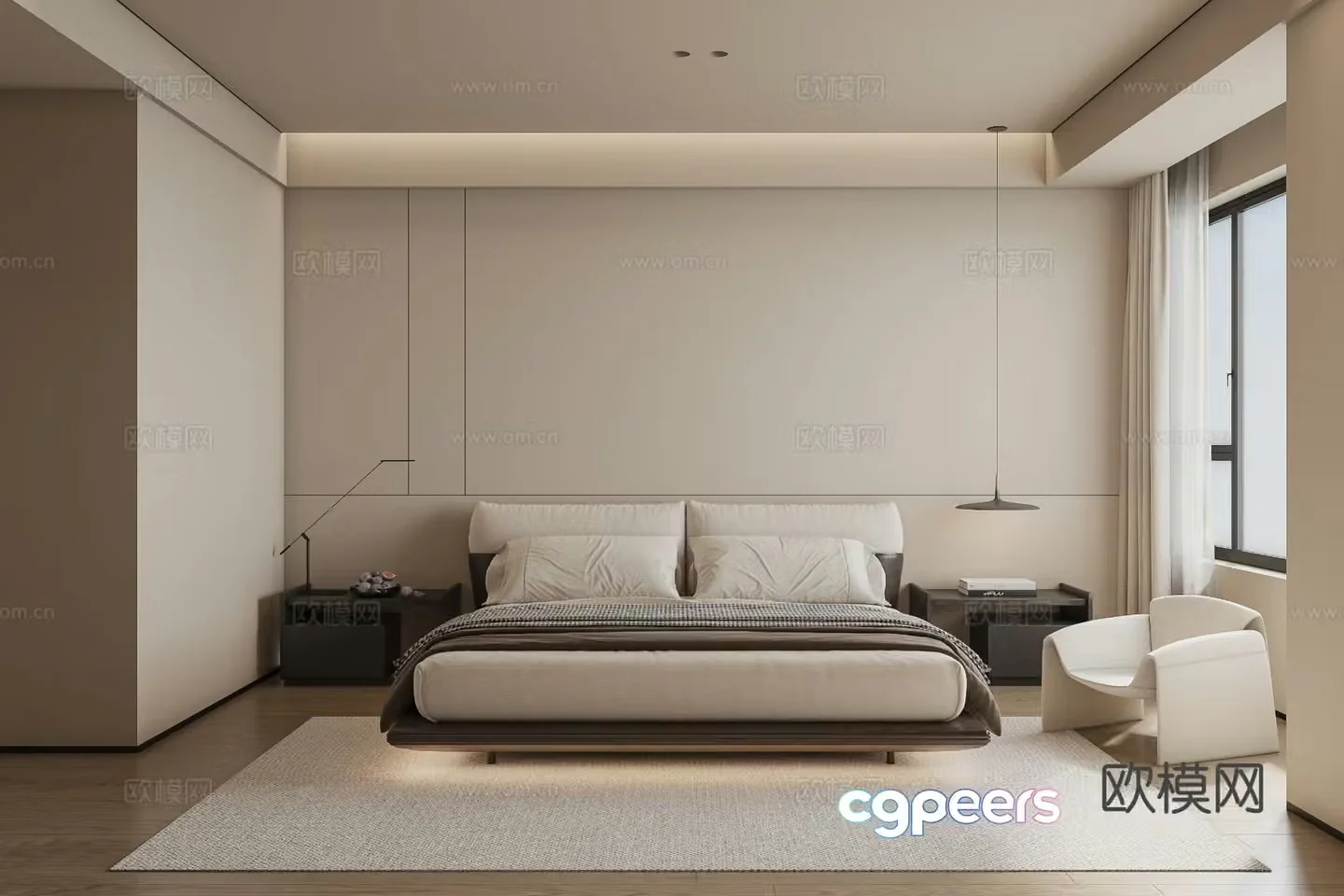 Italian minimalist bedroom 3d model