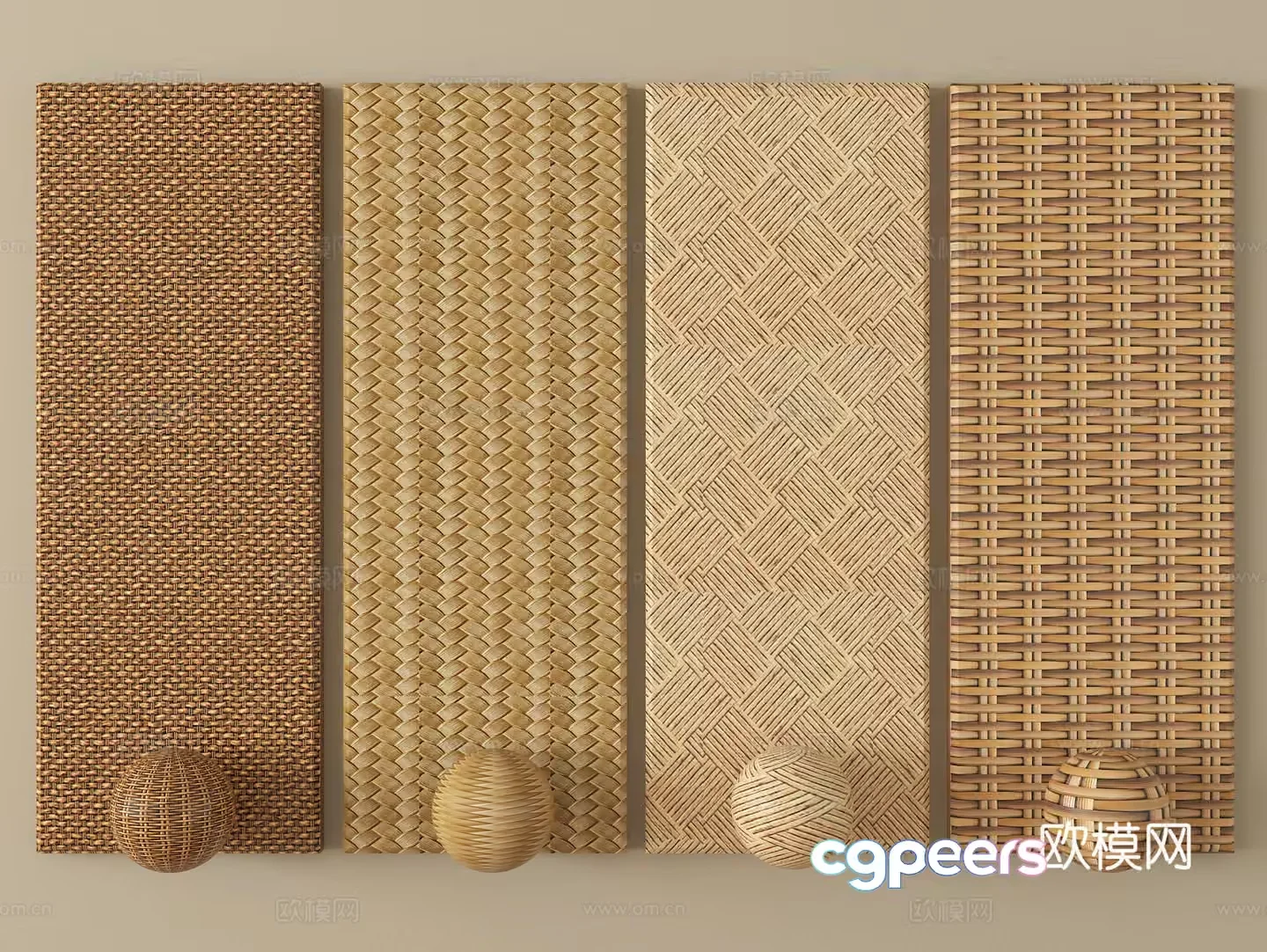 The Image Showcases Woven Bamboo Wall Panels 3D Model – 691 – VRAY Render