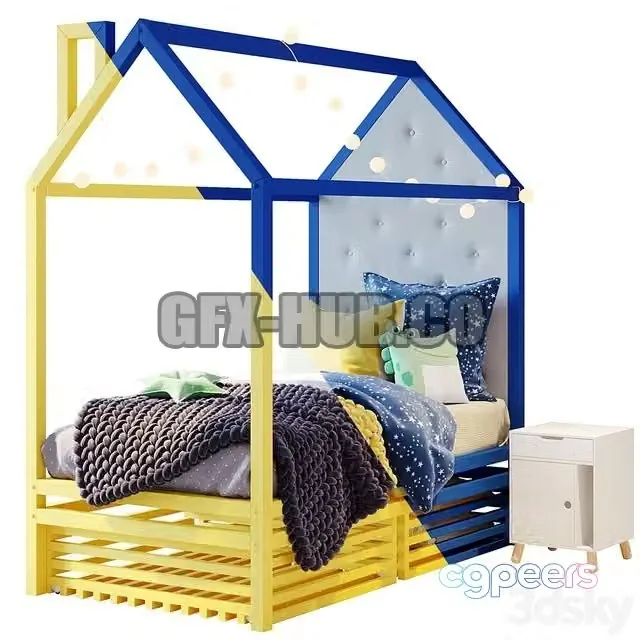 3ds Max Free – Bed_house_set_01