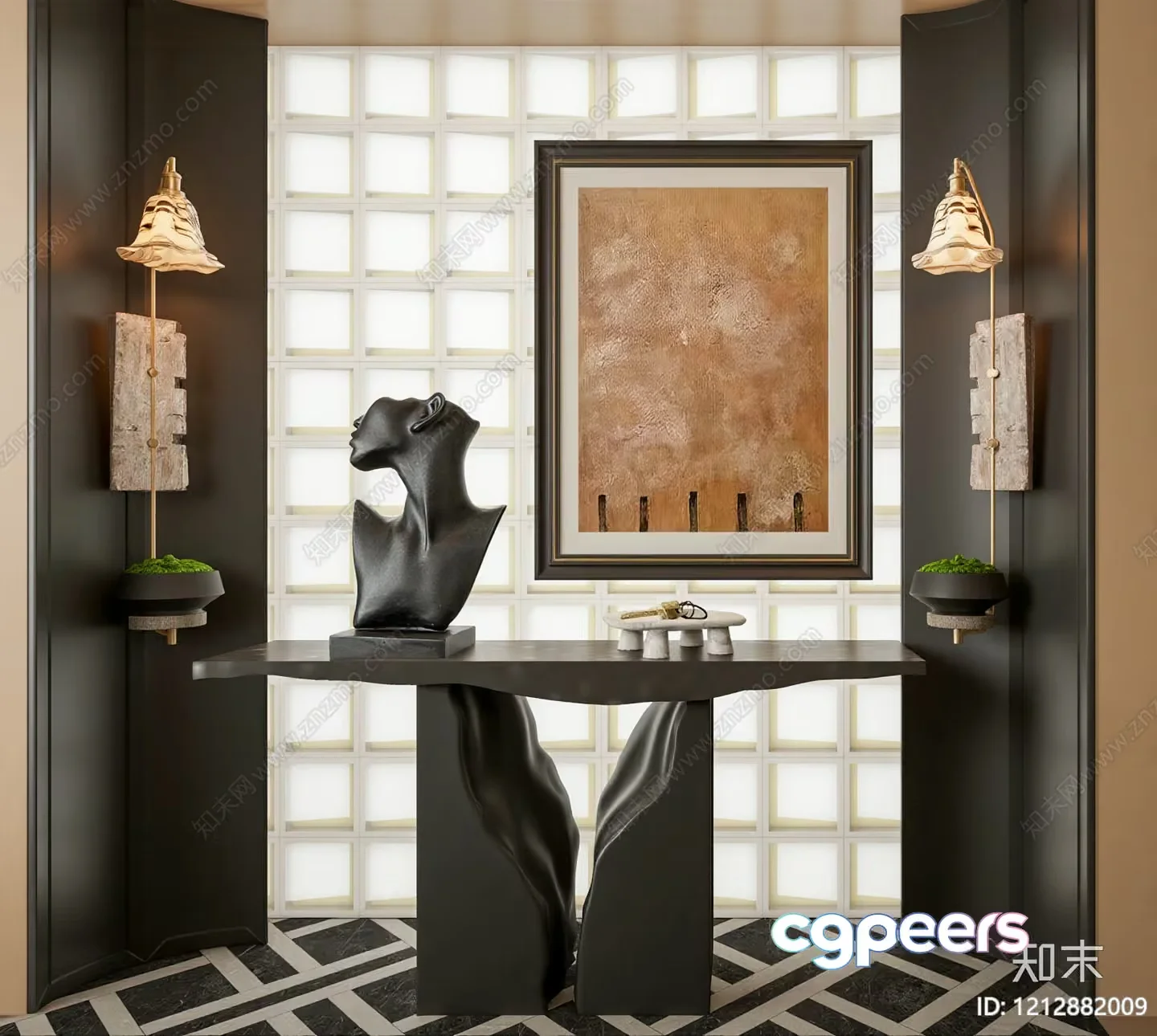 Modern Art Display 3D Model – 1108 – VRAY Render