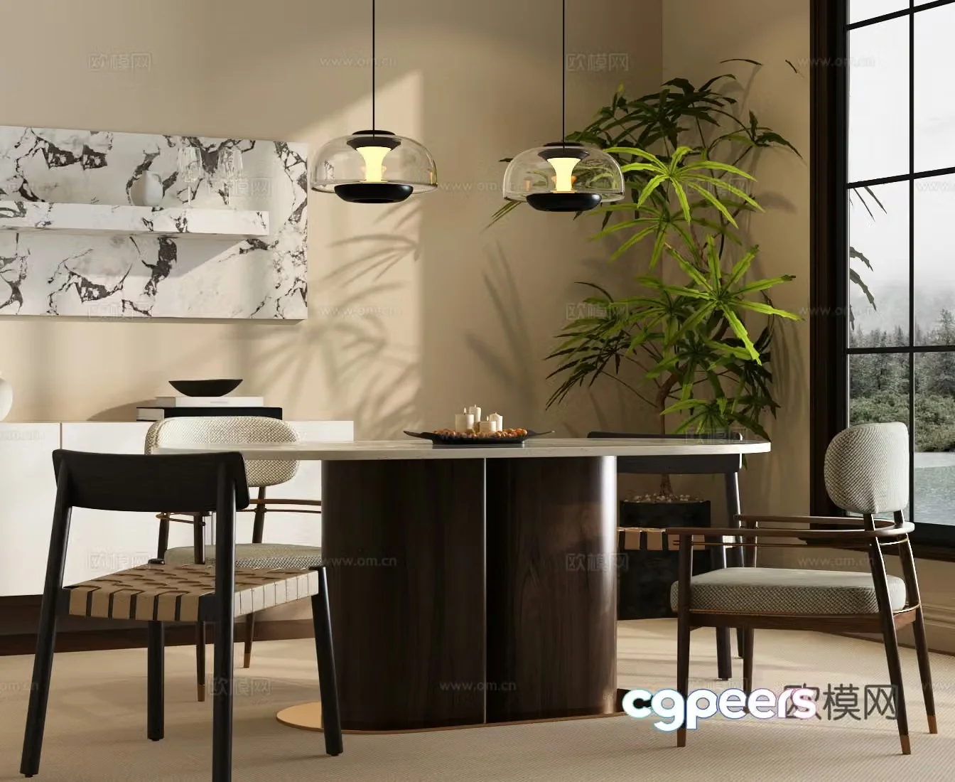 Modern Italian dining table and chairs Italian dining table and chairs Modern Italian dining table and chairs 3D model