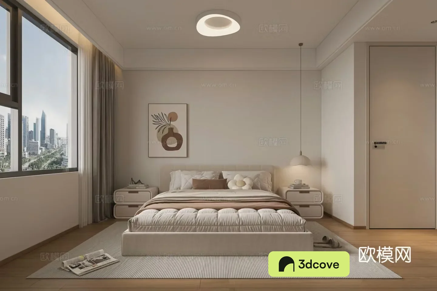 Modern creamy bedroom