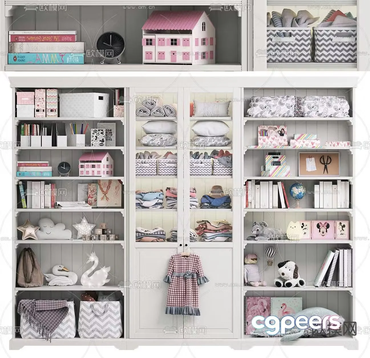 Simple European children’s wardrobe storage cabinet 3D model