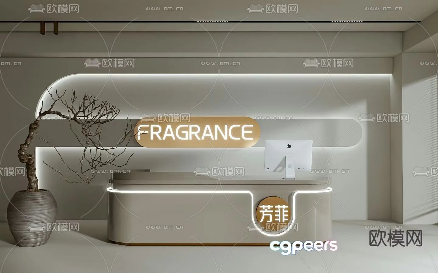 Modern front desk reception desk service desk 3d model