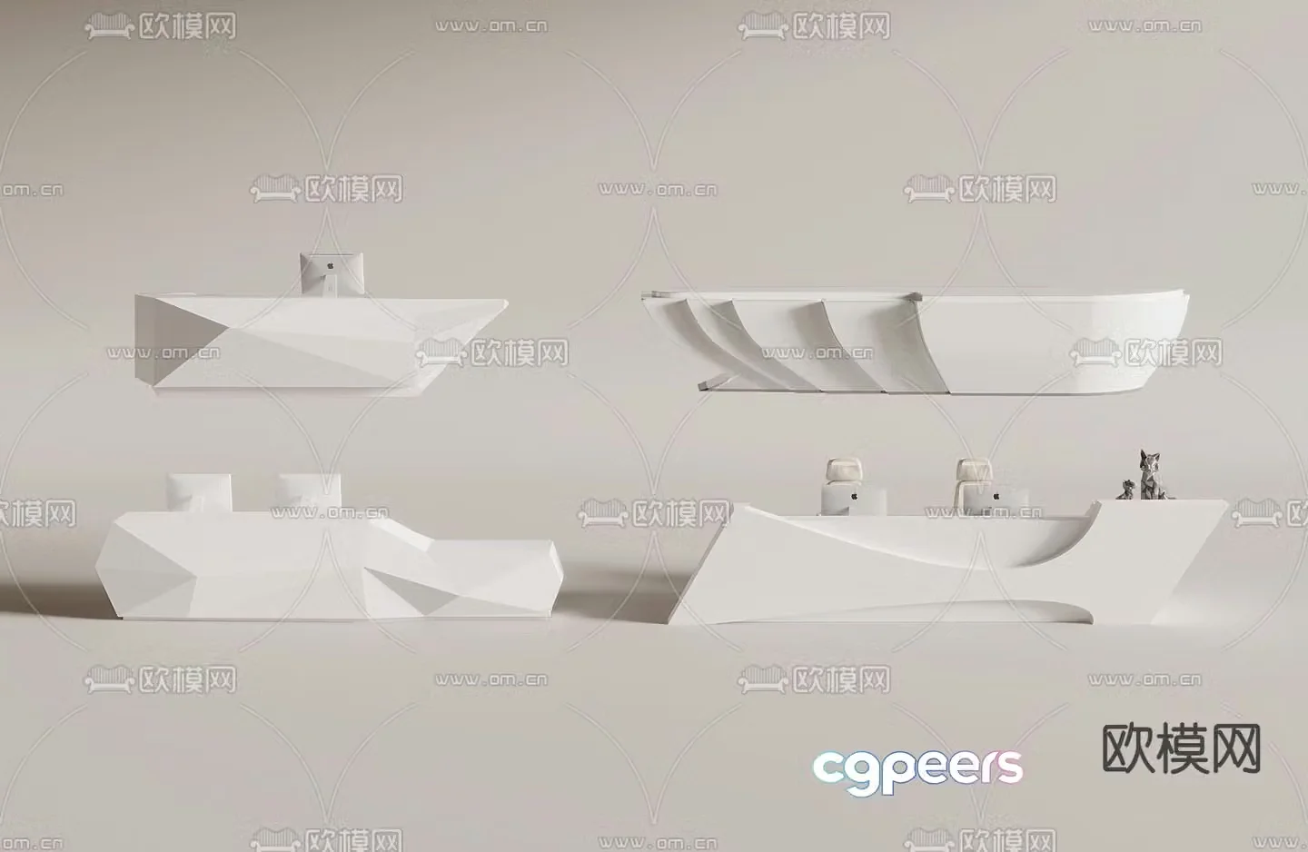 Front desk reception desk service desk information desk 3d model