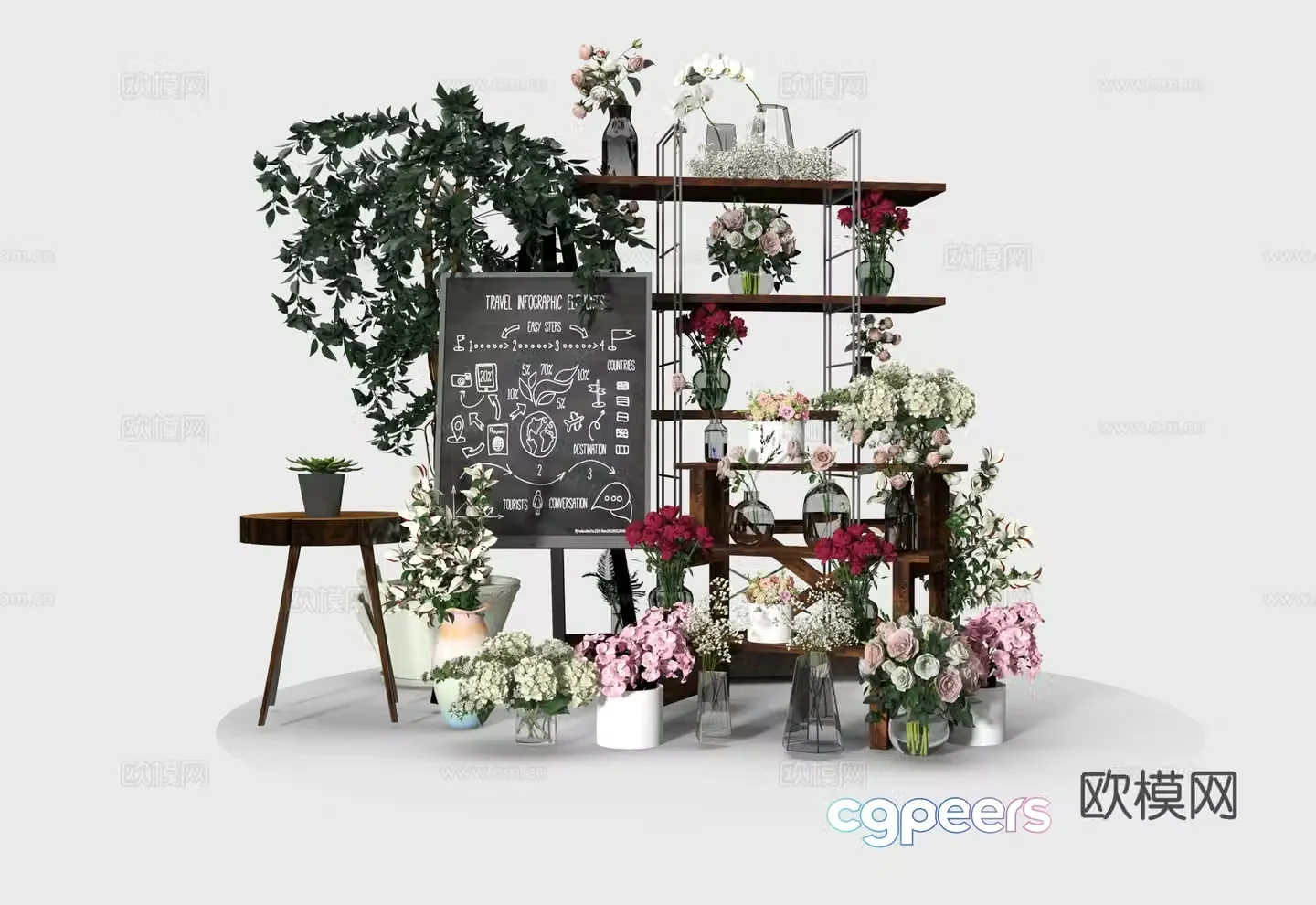 Modern flower stand flower art flower pot plant stand 3d model