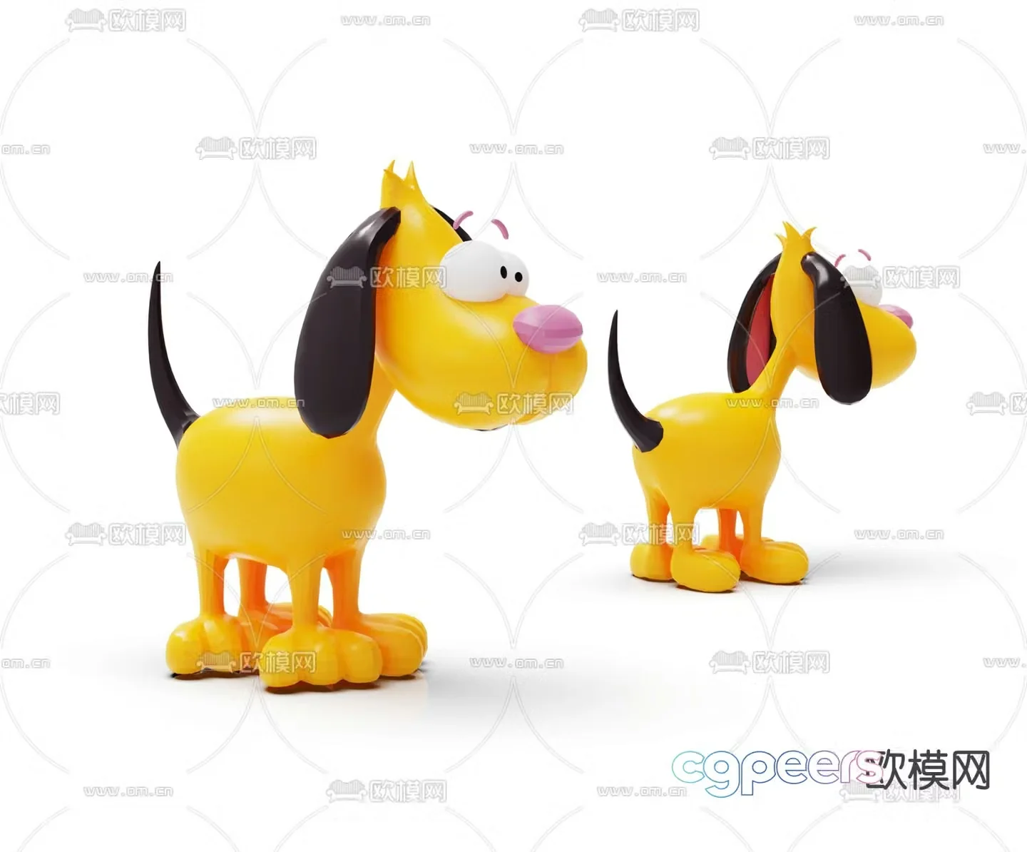 Modern little yellow dog doll 3d model