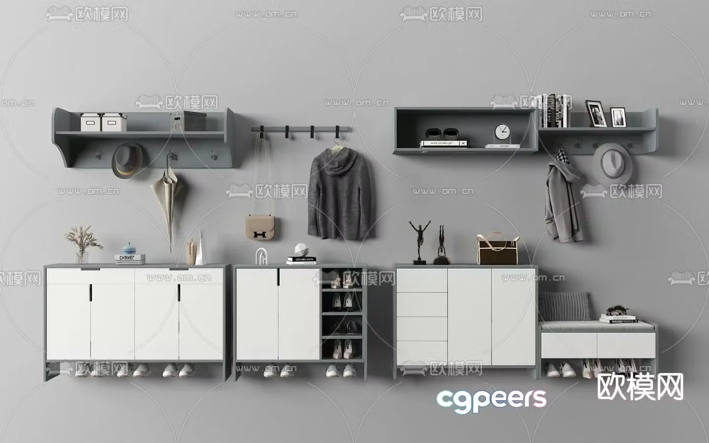 Modern shoe cabinet home entrance shoe cabinet 3D model