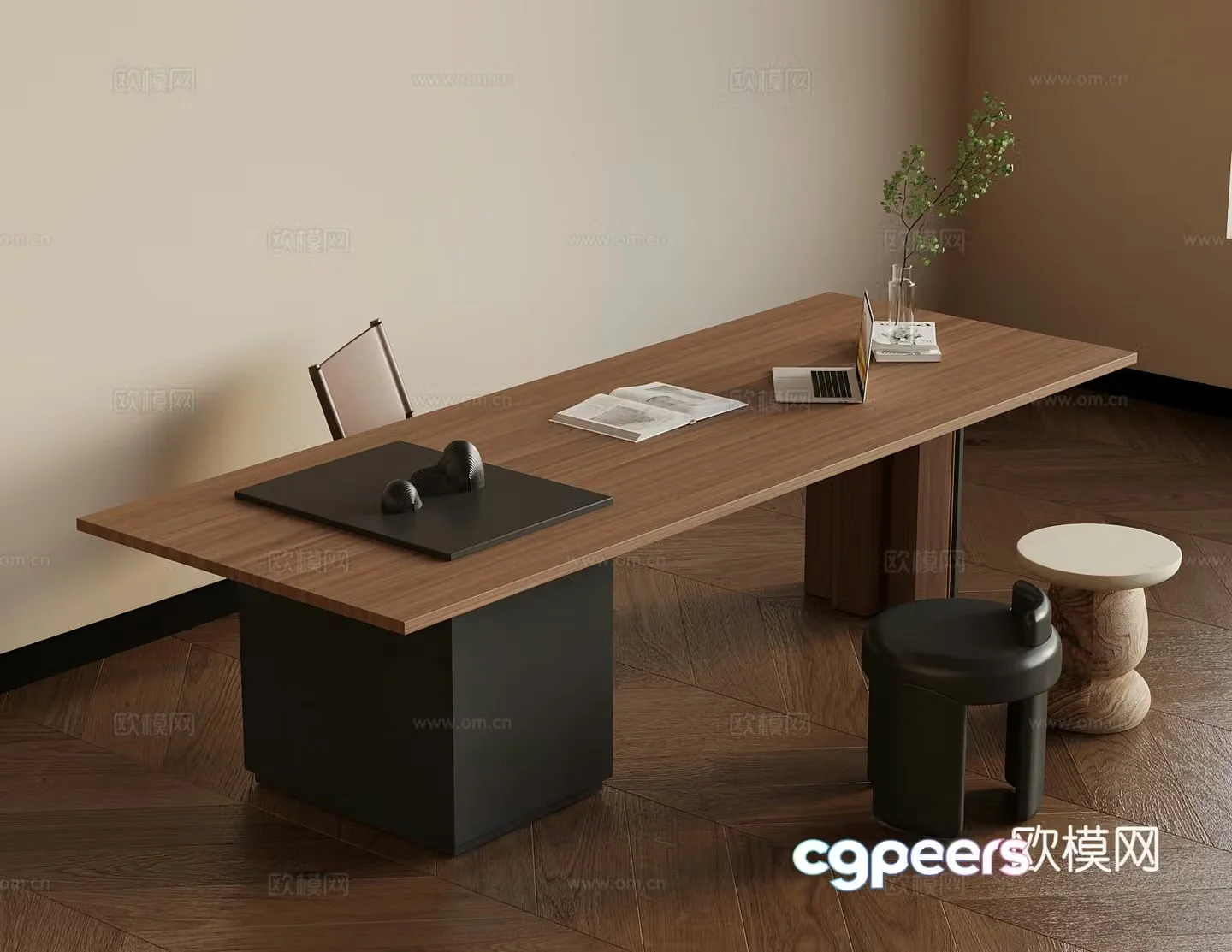 Modern desk and chair 3d model