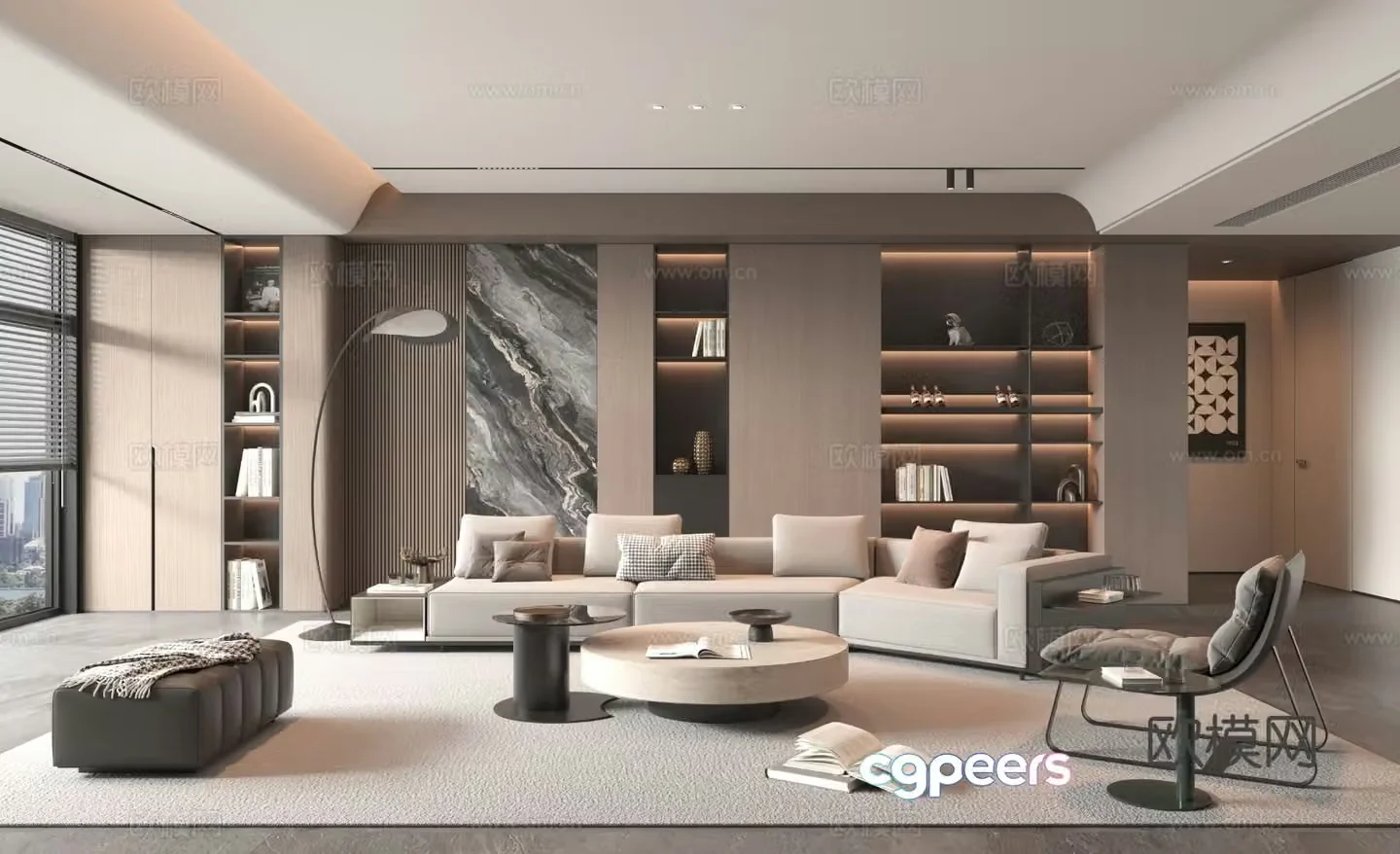 Italian light luxury living room 3D model