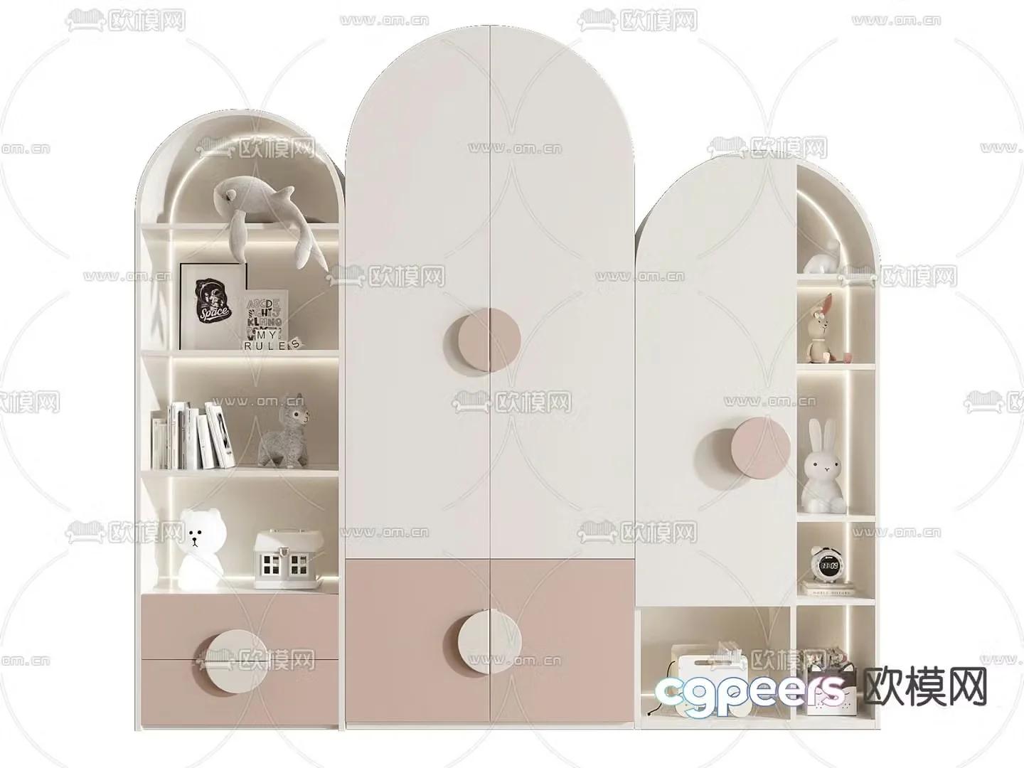 Children’s wardrobe storage cabinet 3d model