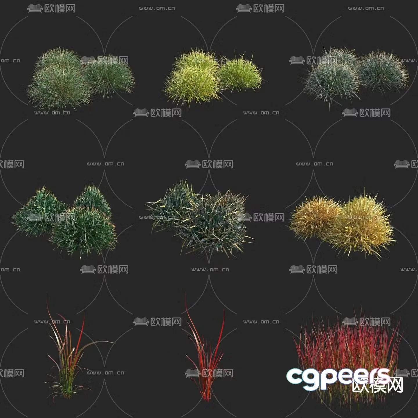 Haystack Red Baron White Grass Blood Grass Flowers and Grass 3D Model