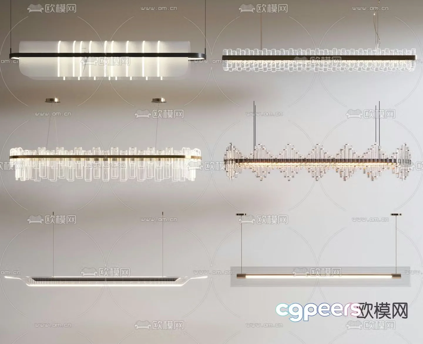 Long chandelier straight chandelier 3d model