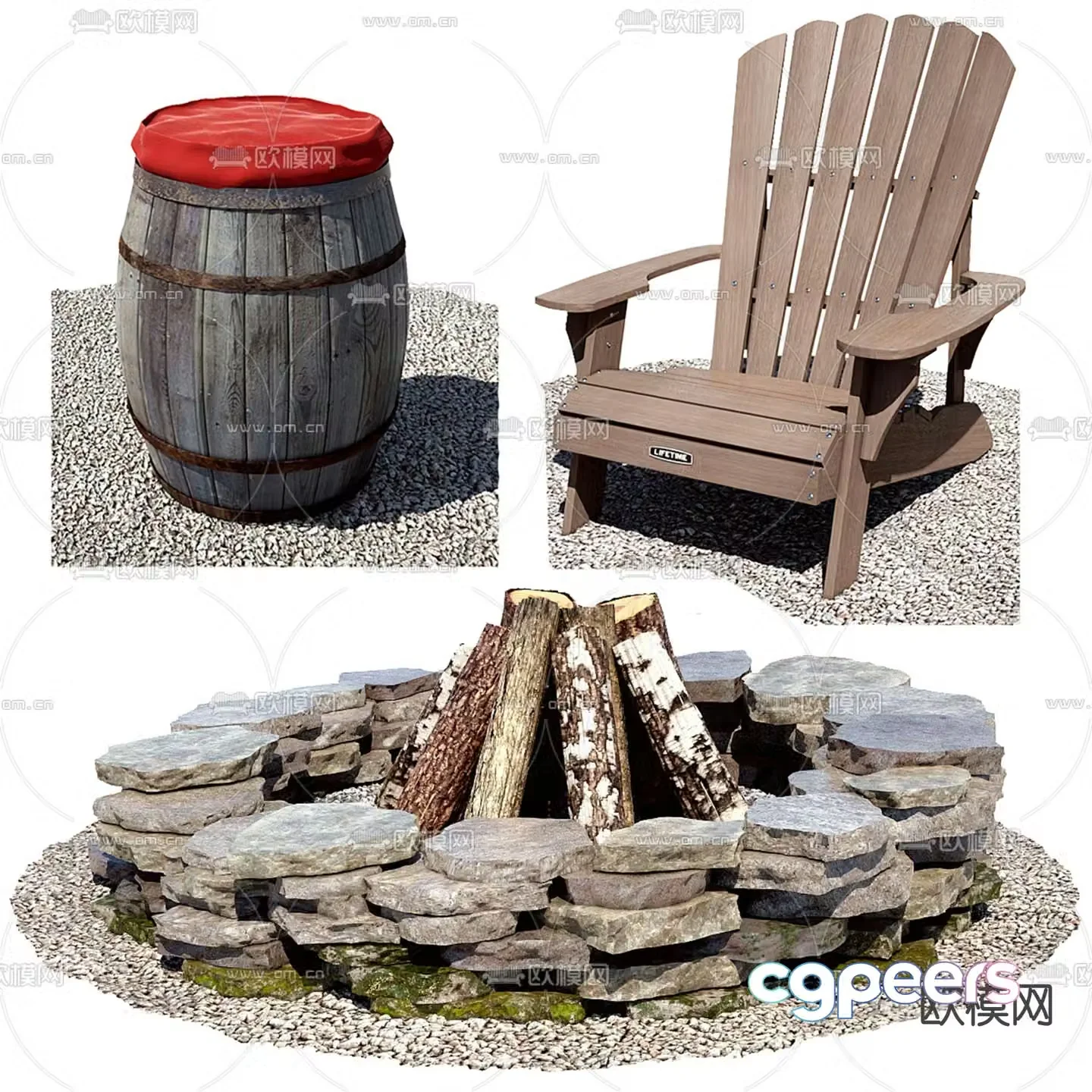 Bonfire area firewood dry firewood sketch 3d model