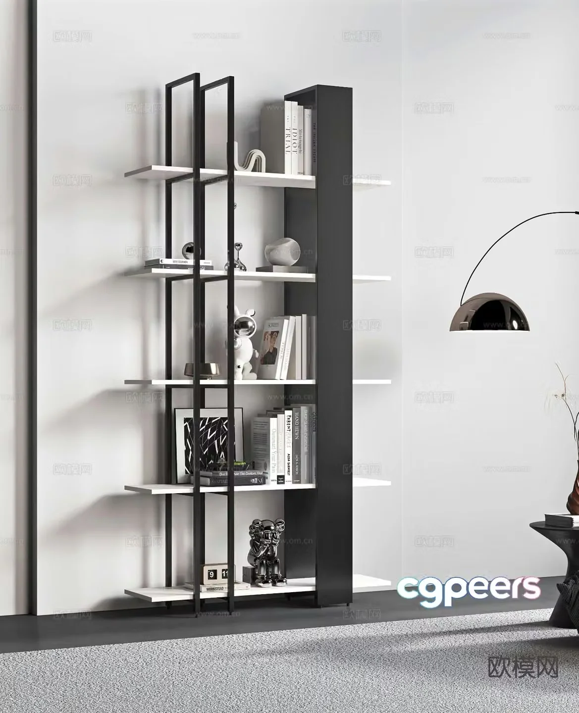 Modern bookshelf display rack 3d model
