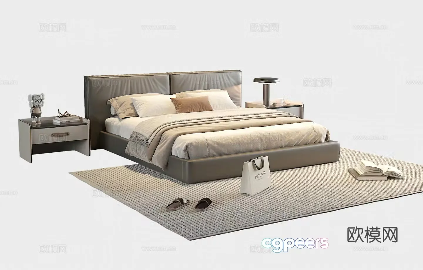 Modern double bed 3d model
