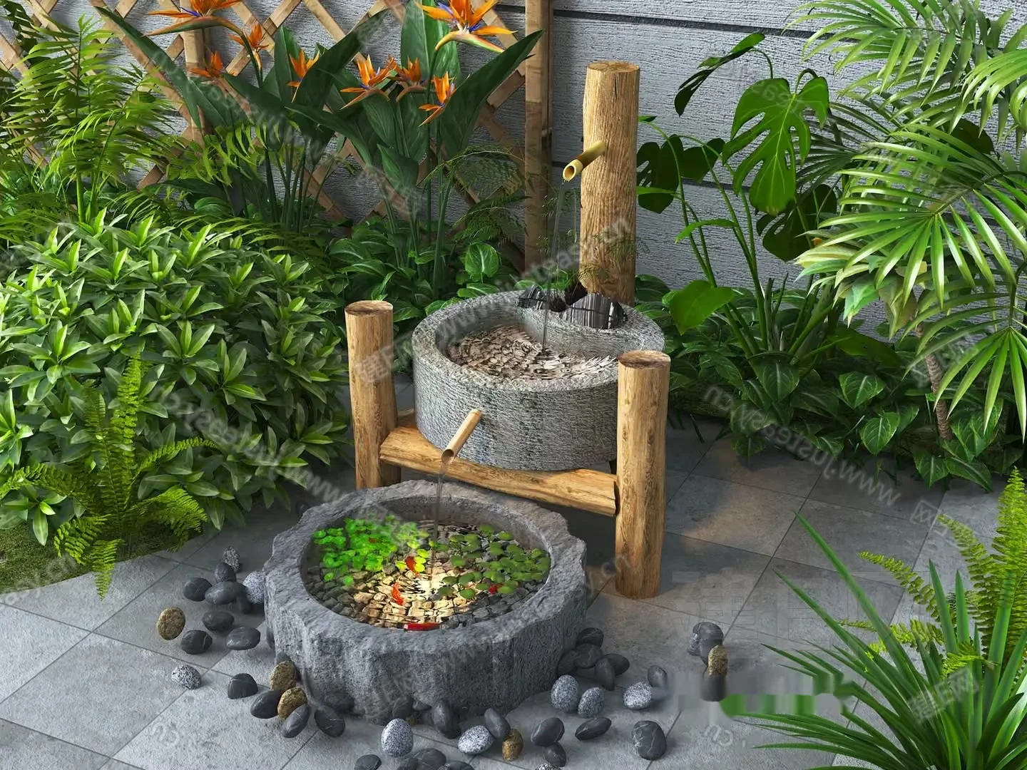 A Water Fountain 3D Model – 13626 – VRAY Render