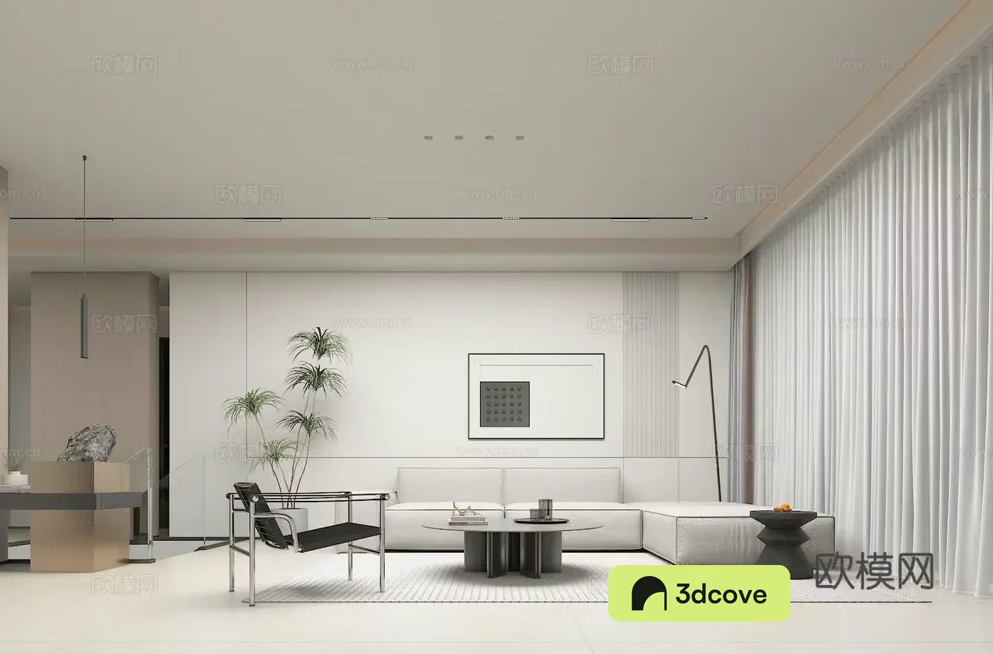 Modern minimalist living room 3d model