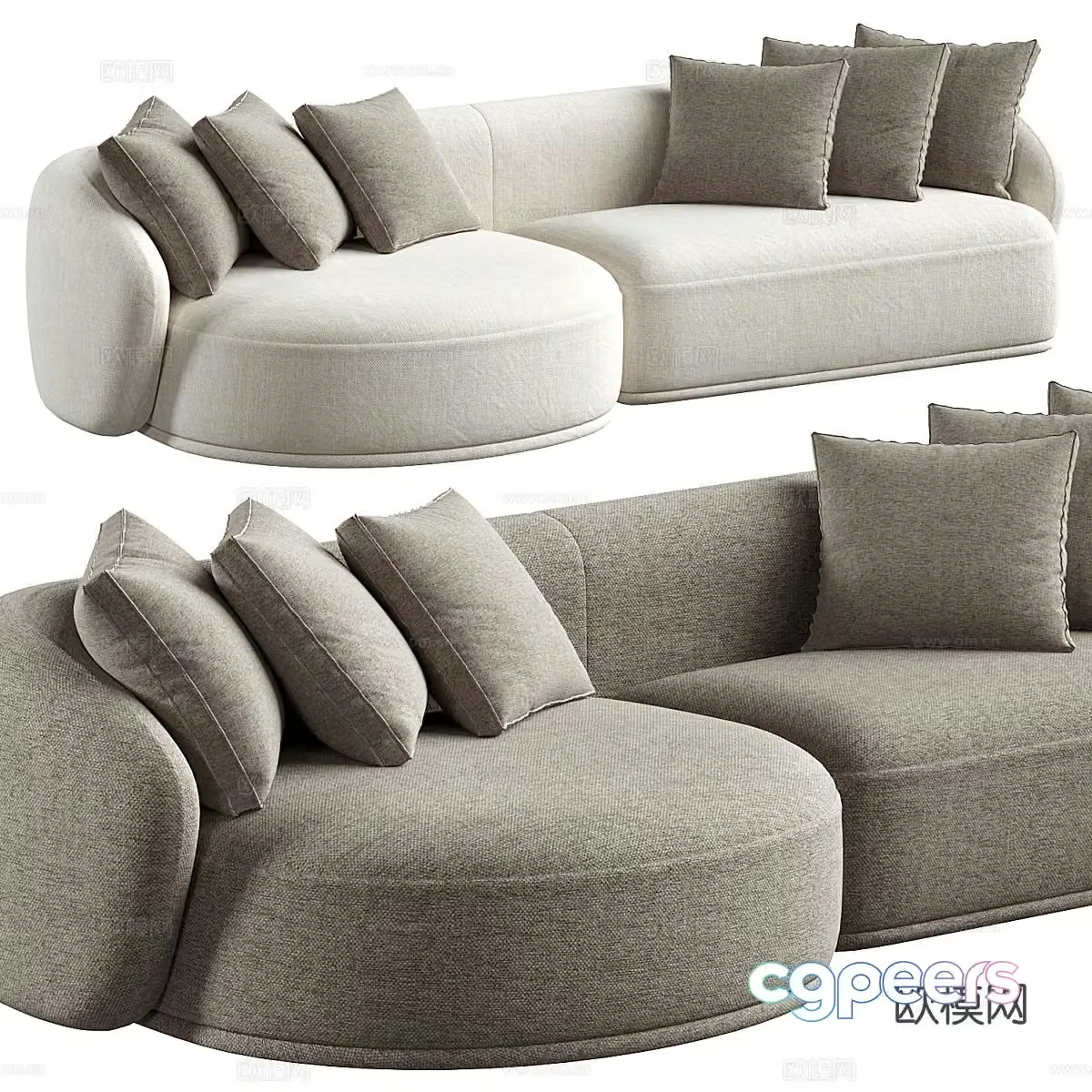 Modern fabric sofa special-shaped sofa 3d model