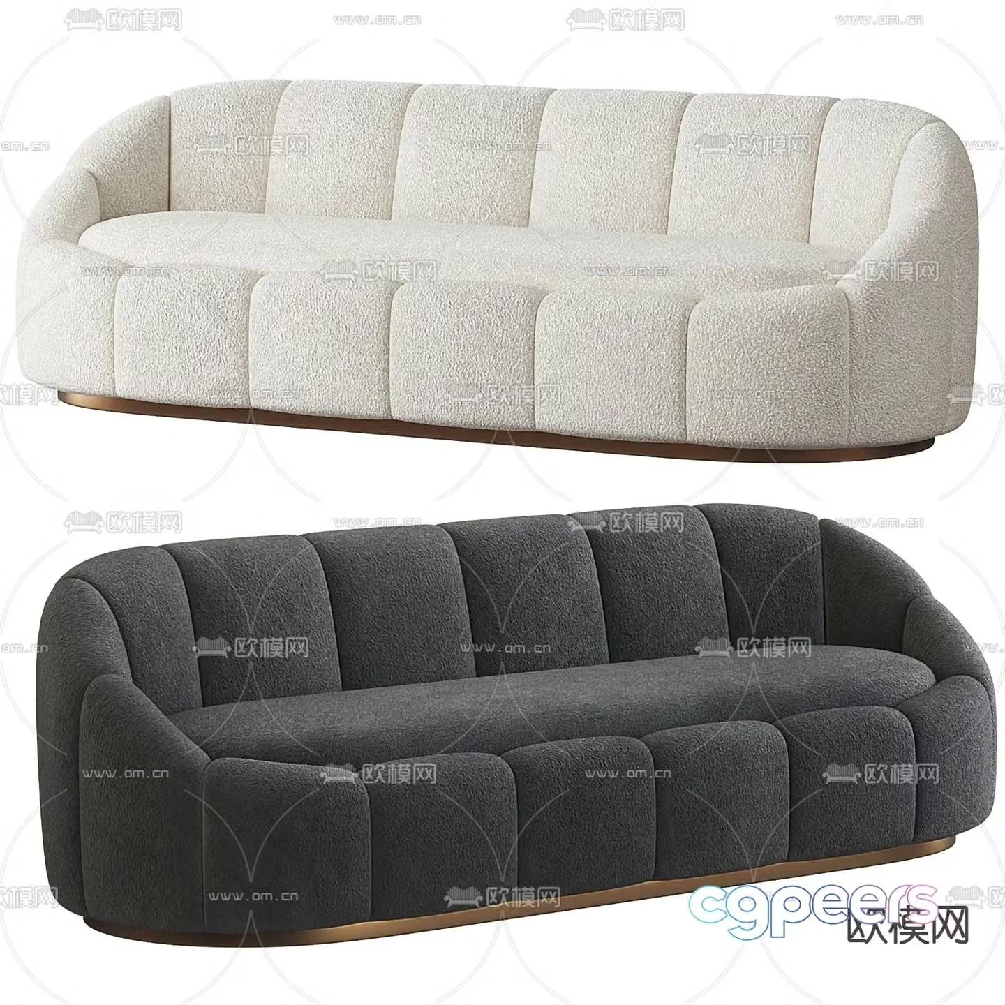 Minotti modern velvet multi-seater sofa 3d model