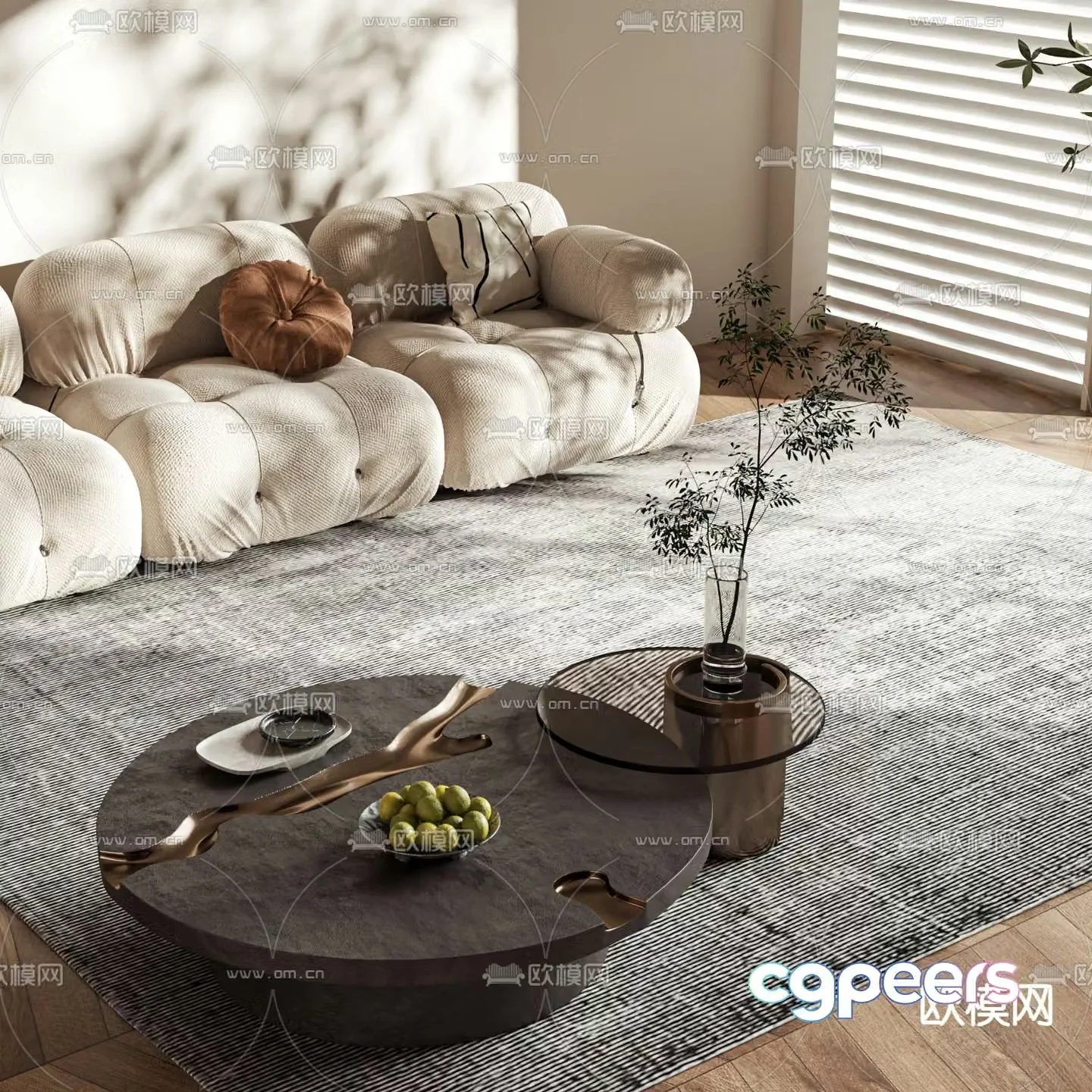 Medieval style coffee table mother-in-law coffee table 3d model