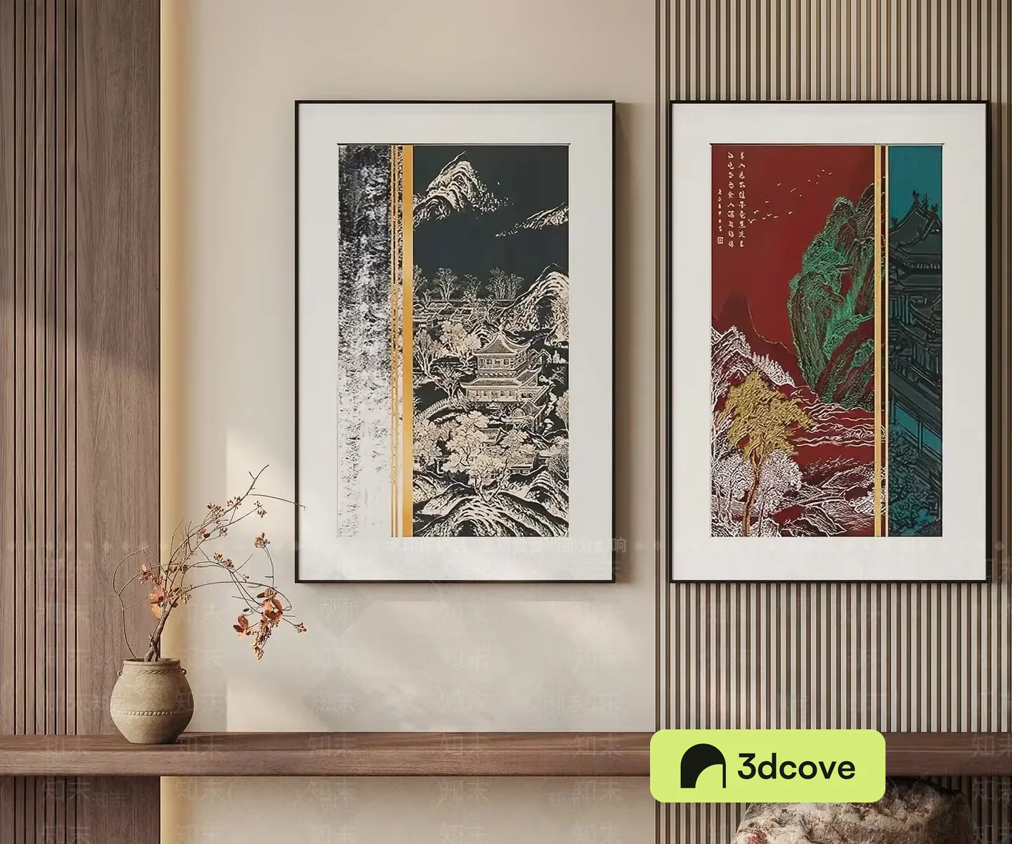 Two Framed Asian-Style Artworks