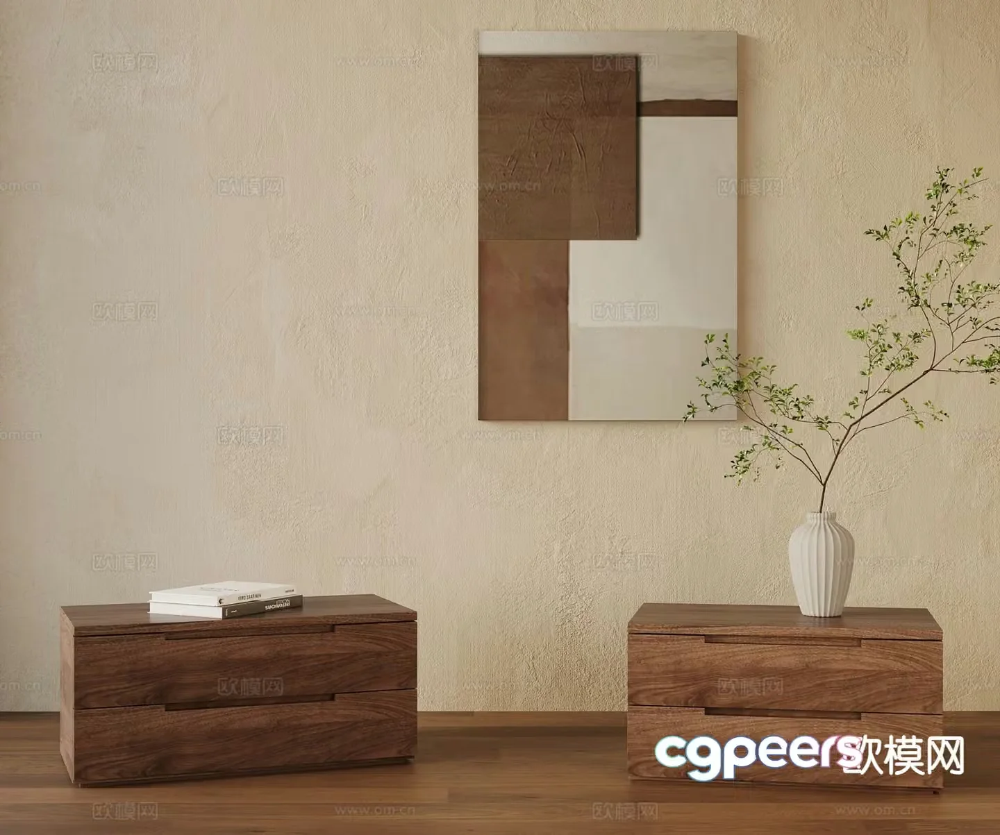 wabi-sabi bedside table 3d model