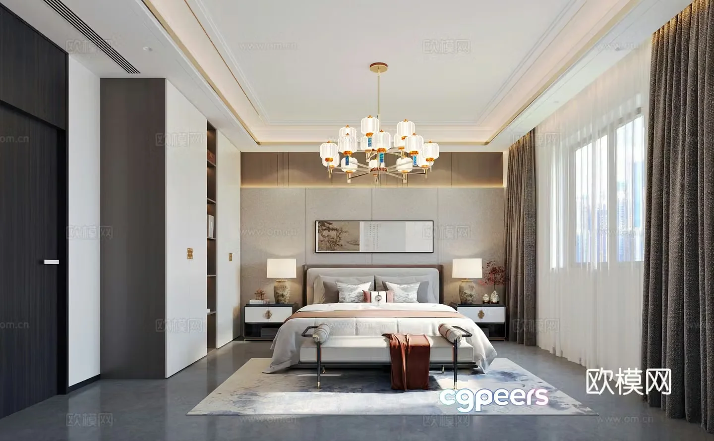 New Chinese bedroom 3D model
