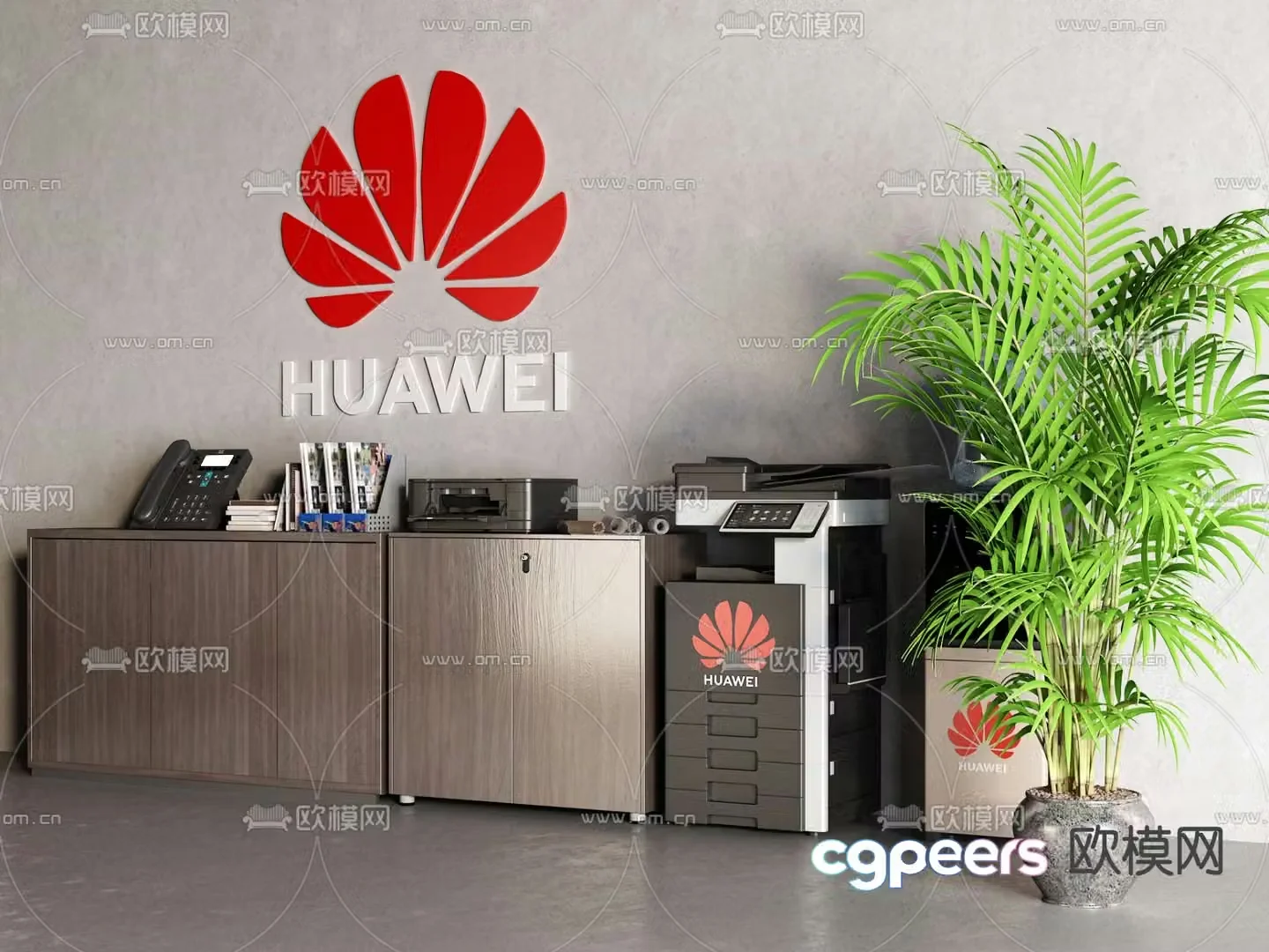 Modern copier printer desk phone folder 3d model